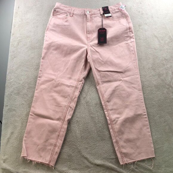 No Boundaries Slim Straight Crop Jeans Pink Sze 15 Super High Rise Cotton Casual - Picture 13 of 14